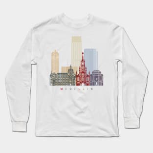Medellin skyline in poster Long Sleeve T-Shirt